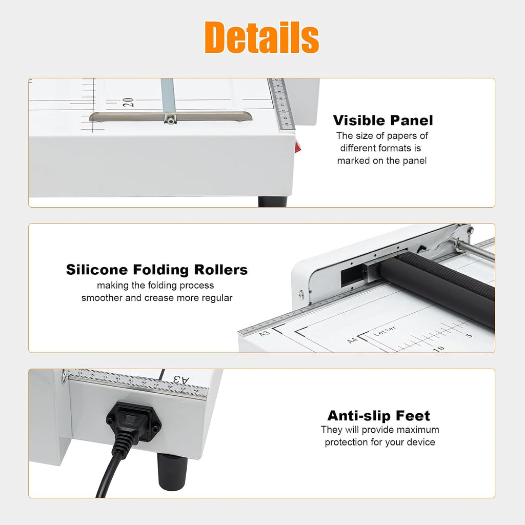 Booklet Folding Binding Machine, A3 110V Paper Folding Machine 2 in 1 Multifunctional Automatic Book Maker Stapling for Schools Print Stores Offices & Factory