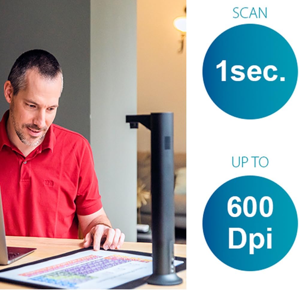 IRIScan Desk Scanner Document Camera a3 Scanner- v7Bus : 4K UltraHD | 24MP | 600dpi | visualizer | Library Scanner | Portable Scanner | Book Scanner | AI Curve Flattening | Finger Hiding |OCR|Win Mac