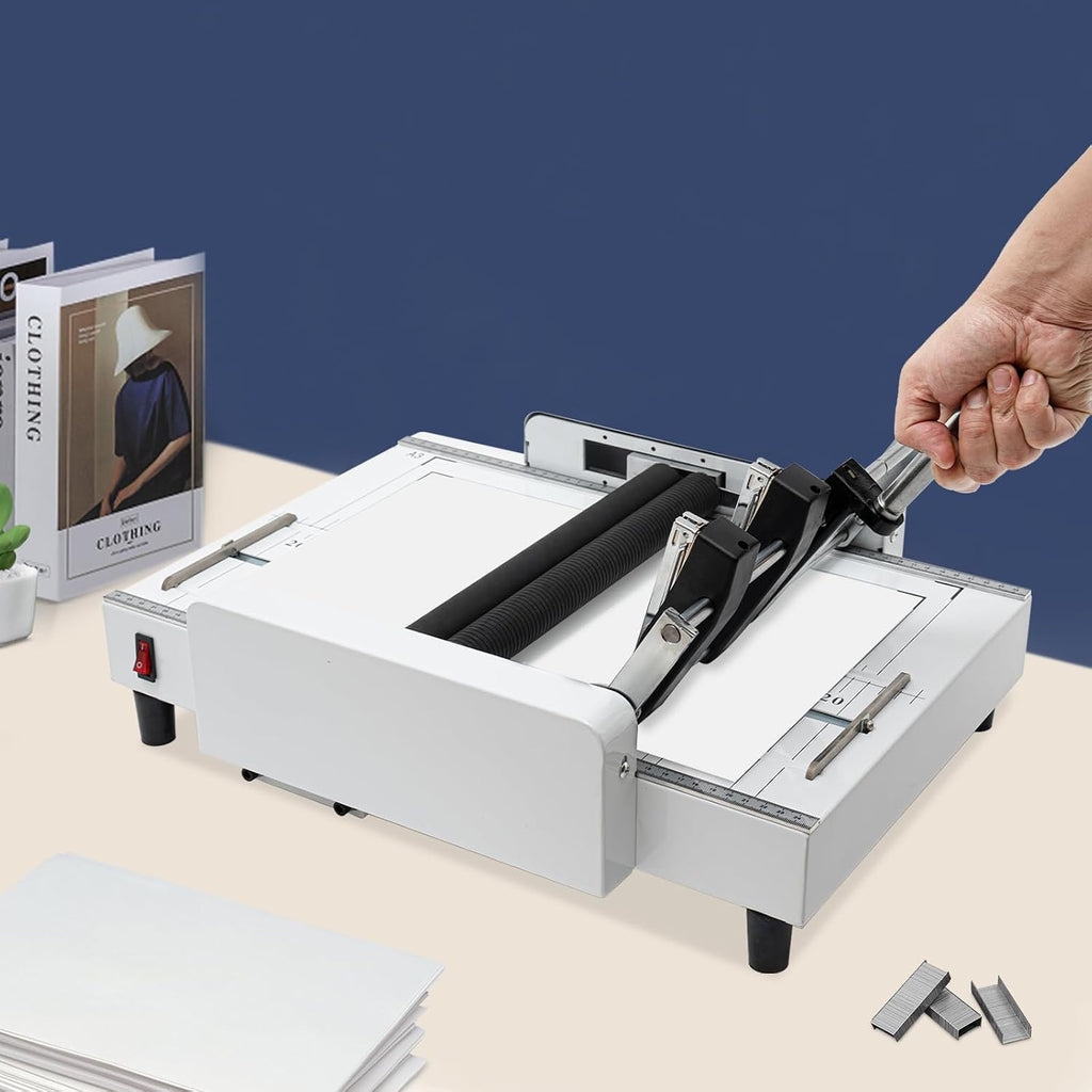 A3 Booklet Maker Automatic Paper Folding and Binding Machine Booklet Folder Stapler Stapling Machine 110V 60W