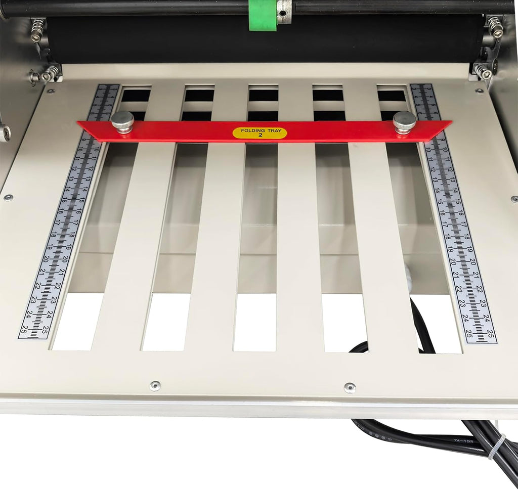 TECHTONGDA Automatic Paper Folding Machine with Counter and Adjusting Speed 110V Desktop Fold Paper 2 * 3in to 12 * 27in Fold Sizes, Max Speed 262ft/min for Offices, Schools