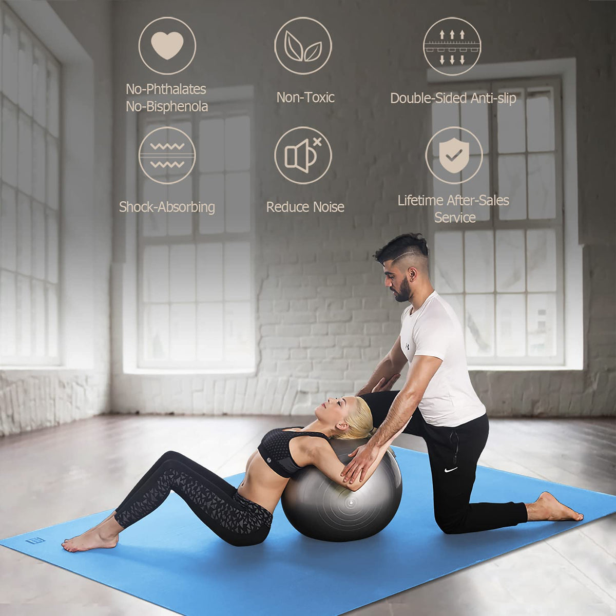 GXMMAT Large Yoga Mat 12'x6'/10'x6'/6'x8'(7mm)