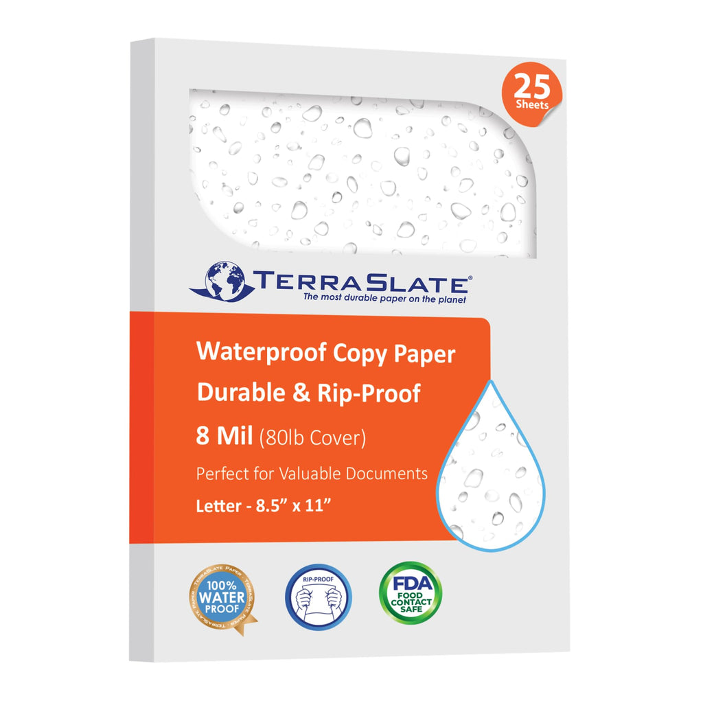 TerraSlate Premium Waterproof Printer Paper, 8 Mil 8.5 x 11 Inches, Durable & Heavy-duty paper (1000 Sheets)