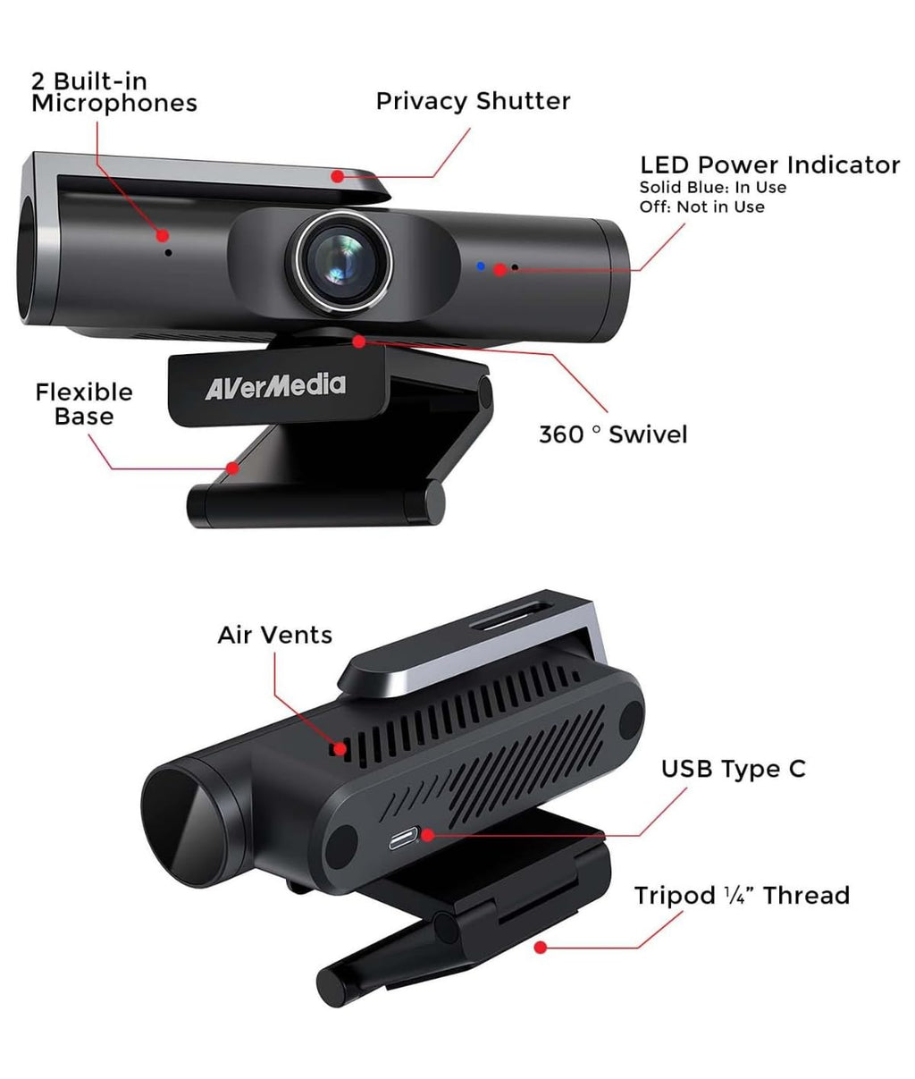 AVerMedia PW313D DualCam 2K Document Camera for Trading Cards, Miniatures