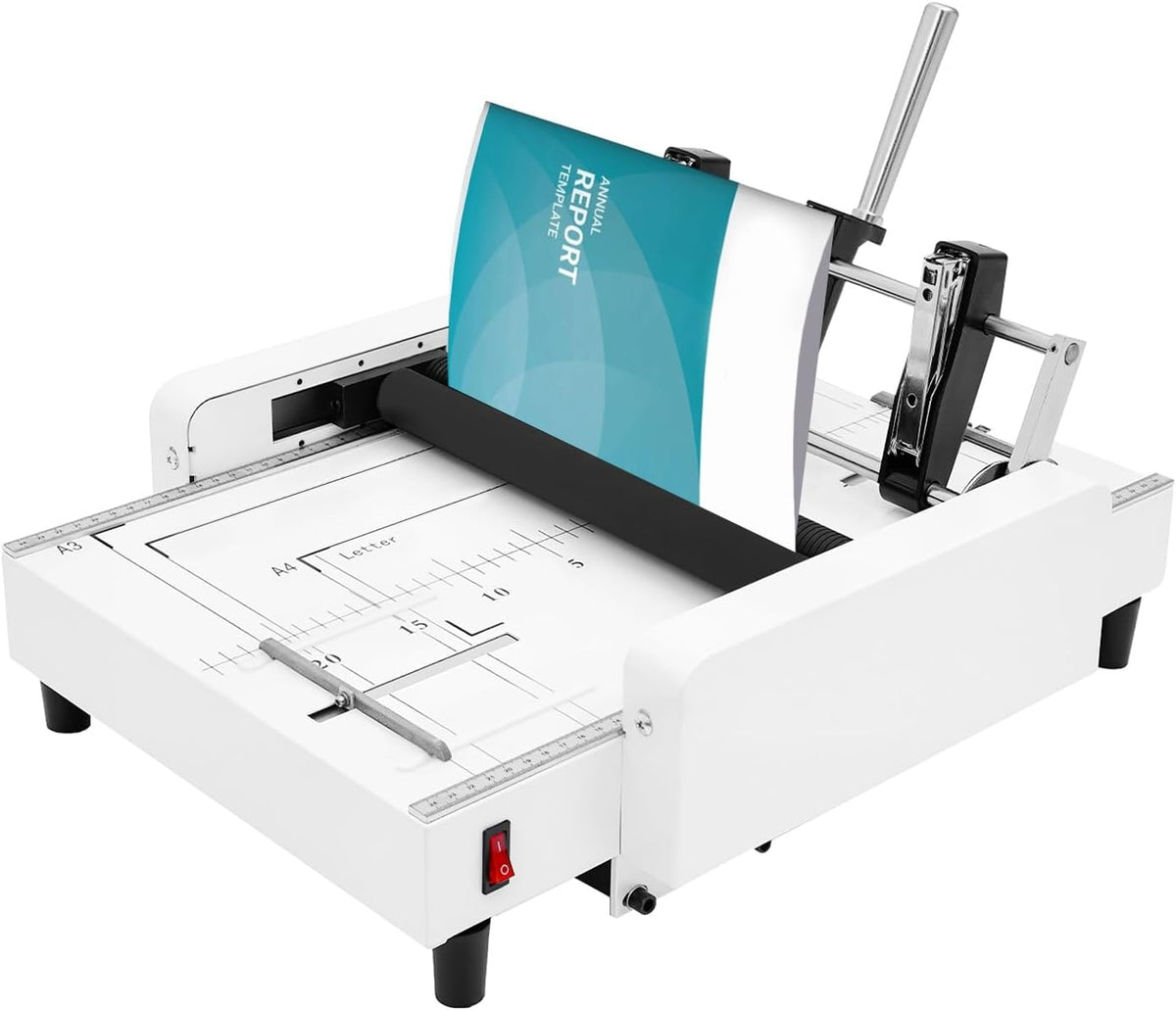 A3 Folding Binding Machine, 2-in-1 60W Paper Folder Machine, 24/6, 24/8 About 200-300 Books/H Booklet Stapler for Schools Print Stores Offices Factory