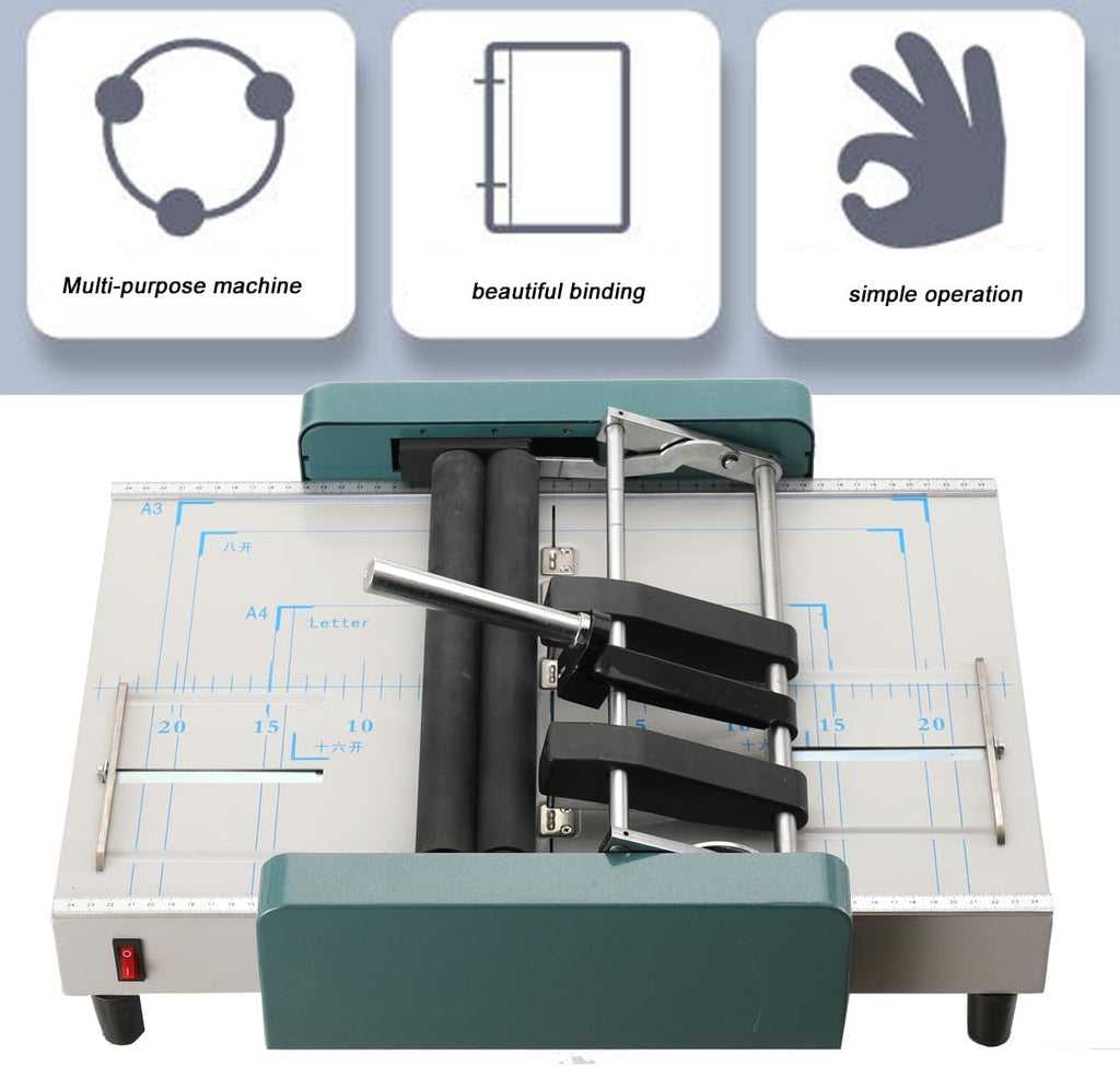 Manual Paper Booklet A3 Binding Folding Machine Automatic Folding Machine 60W Paper Stapling Making Book Stapler 110V Pamphlet A3 Paper Bookbinding for Printing Factory School Office