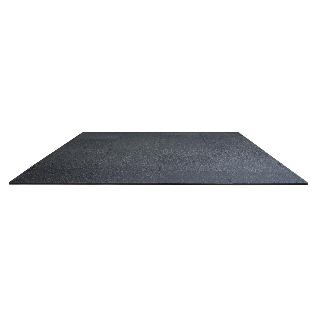 VEVOR 0.56Inch 48sq.ft 12 Tiles Gym Flooring for Home Gym, Rubber Top with High Density EVA Foam, 25 x 25In Gym Floor Exercise Equipment Mats, Interlocking Gym Mats, Puzzle Workout Mats, Black & Gray