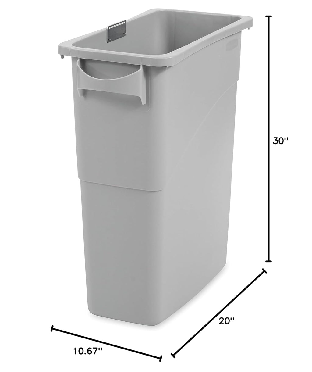 Rubbermaid Commercial Products Slim Jim Confidential Document Trash Can with Lid, 16-Gallon, Gray, Keyed Lock for Secure Disposable of Documents