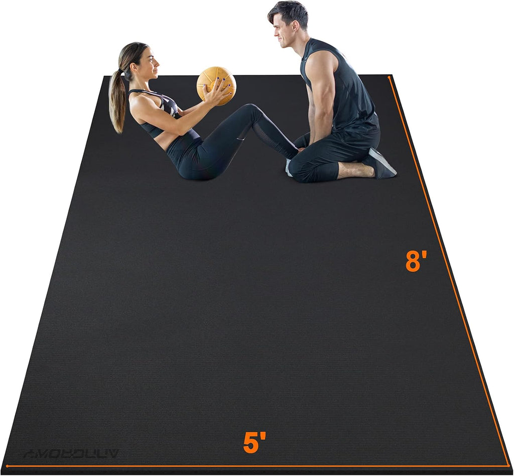Large Exercise Mat 8'x5'|12'x6'|10'x6'|6'x4'|6'x2' Workout Mat for Home Gym Mats Exercise Heavy Duty Gym Flooring Fitness Mat Large Yoga Mat Cardio Mat for Weightlifting, Jump Rope, MMA, Shoe-Friendly