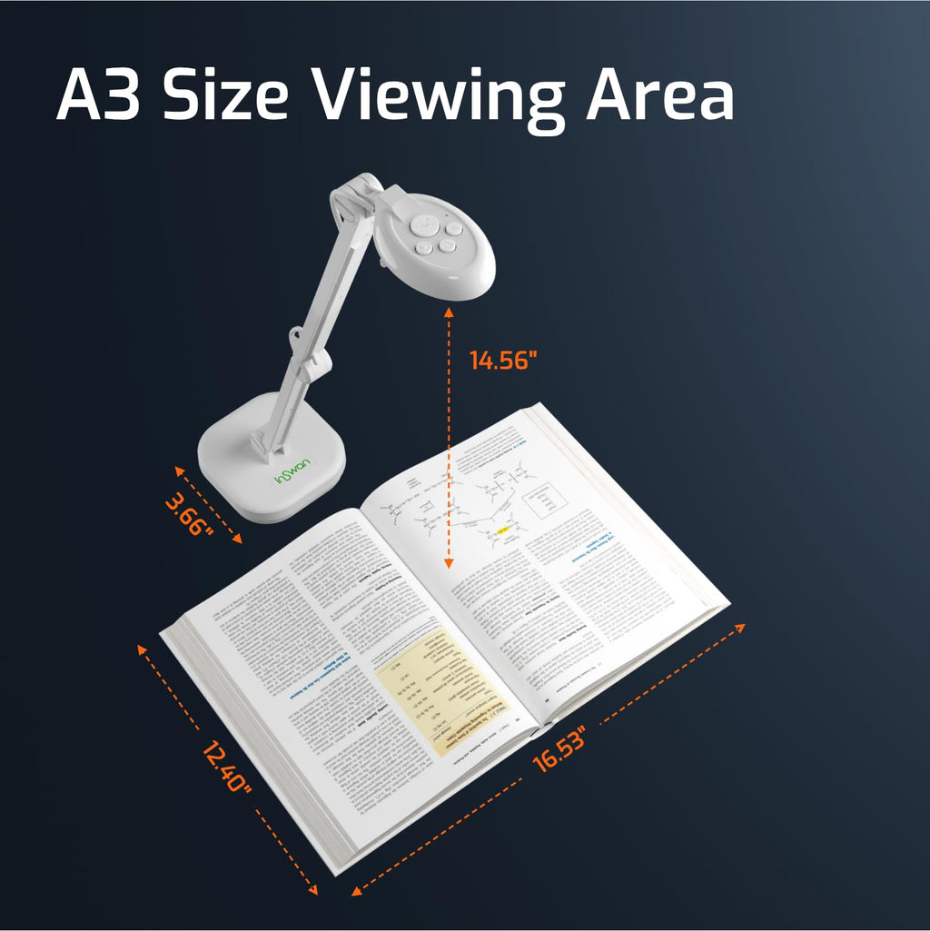 INSWAN INS-Flip 4 Foldable 4K 13MP Document Camera, LED, Mic,Light 0.67 lbs