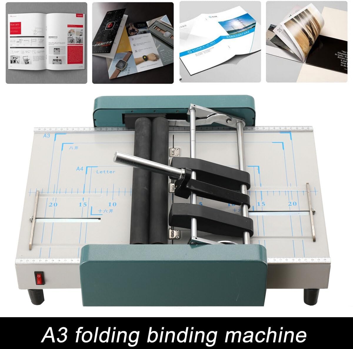 A3 Folding Binding Machine Manual Paper Booklet Folder 110V Booklet Making Machine Folding Staple Book Binding Machine Pamphlet Stapler for Printing Factories and Schools