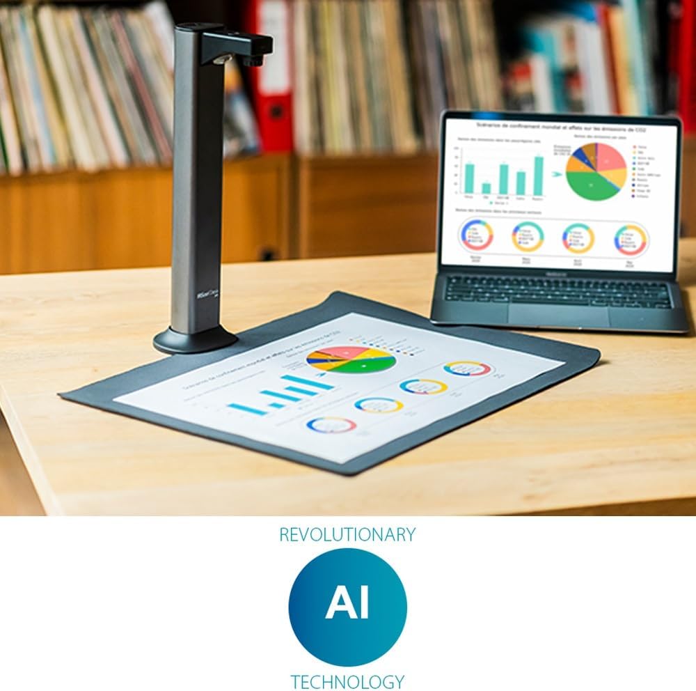 IRIScan Desk 7 PRO Scanner Document Camera a3 Scanner: 4K UltraHD|18MP|600dpi|visualizer|Library Scanner|Portable Scanner|Book Scanner|AI Curve Flattening|Finger Hiding|Win Mac
