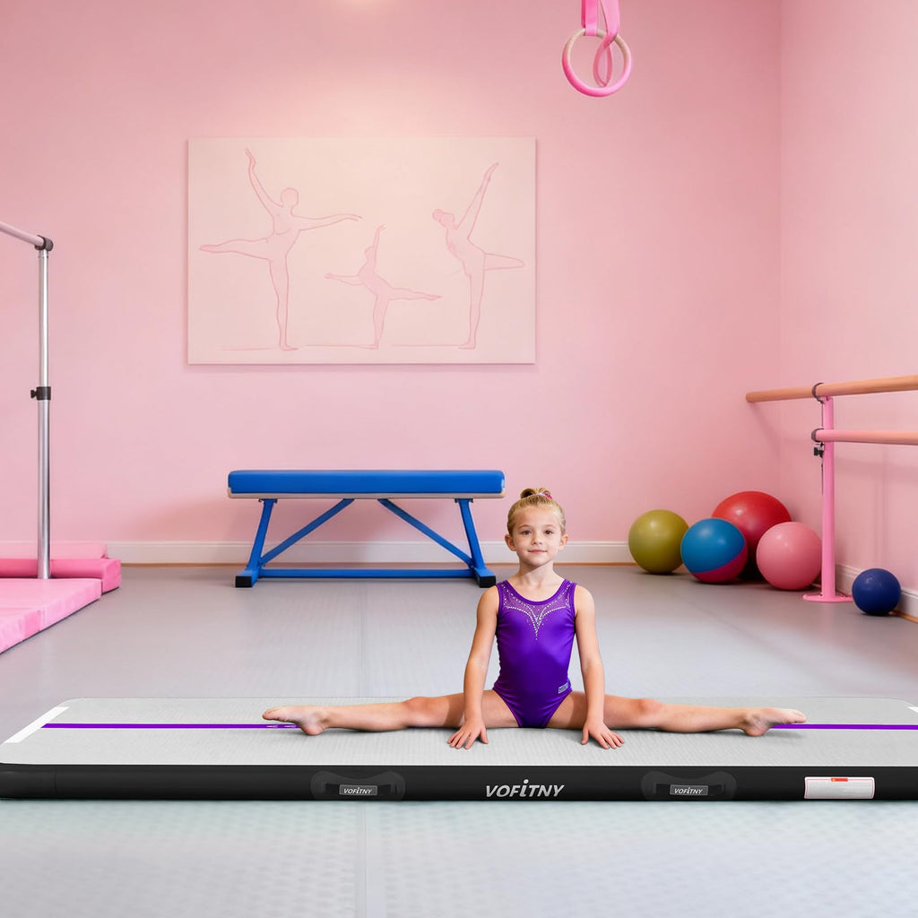 VOFiTNY Inflatable Gymnastics Air Mat Tumble Track with Pump for Training