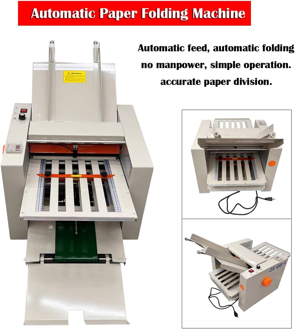 Automatic Paper Folding Machine Horizontal Desktop Paper Folder for Documents 2x3 to 12x27 inches, with Adjustable Speed up to 262 ft/min & Digital Counter for Manuals, Letters, Brochures
