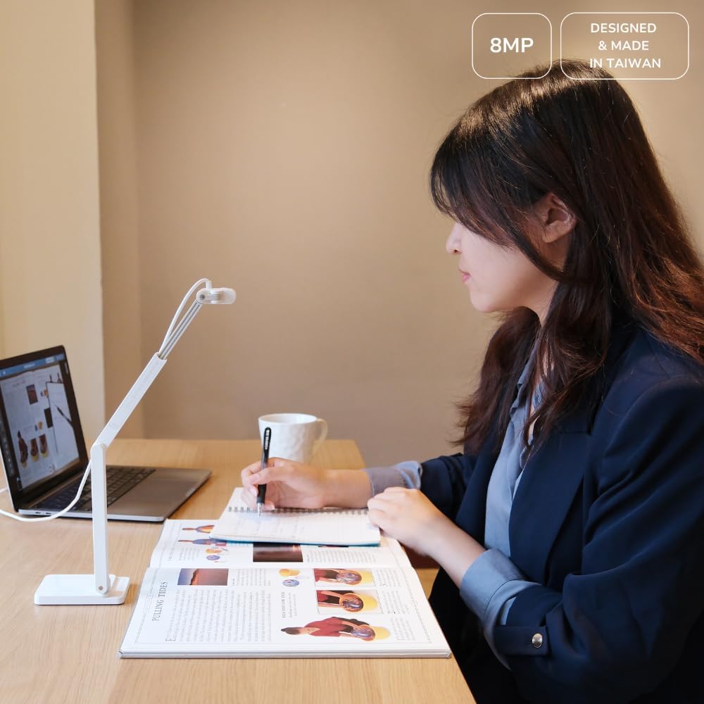 OKIOCAM S2-4K Ultra HD 8MP USB Document Camera for Teachers & Classrooms with OKIOPoint AI-Tracking, Capture Near-Ledger Size, Great in Low Light, Support Mac, USB-C iPad, Interactive Display