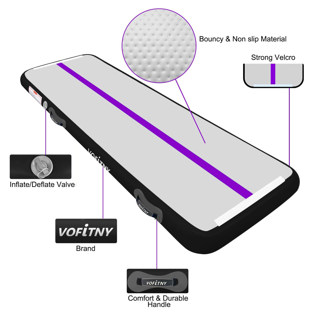 VOFiTNY Inflatable Gymnastics Air mat Tumbling Track for Home