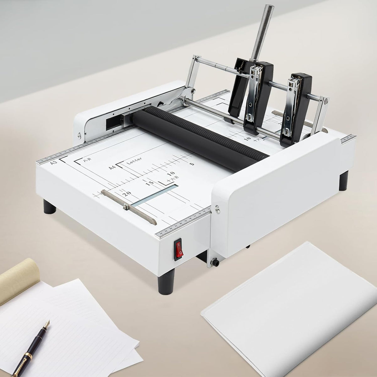 A3 Booklet Maker 2-in-1 Paper Folding Binding Machine 110V 60W Booklet Making Machine Max Binding 20 Sheets 200-300books/H 5.83Ã8.27 to 11.69Ã16.54 Inch for Offices Home