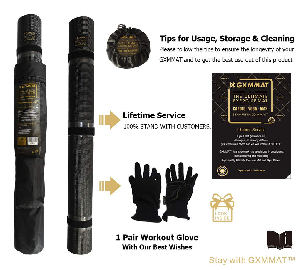 GXMMAT Large Yoga Mat 12'x6'/10'x6'/6'x8'(7mm)