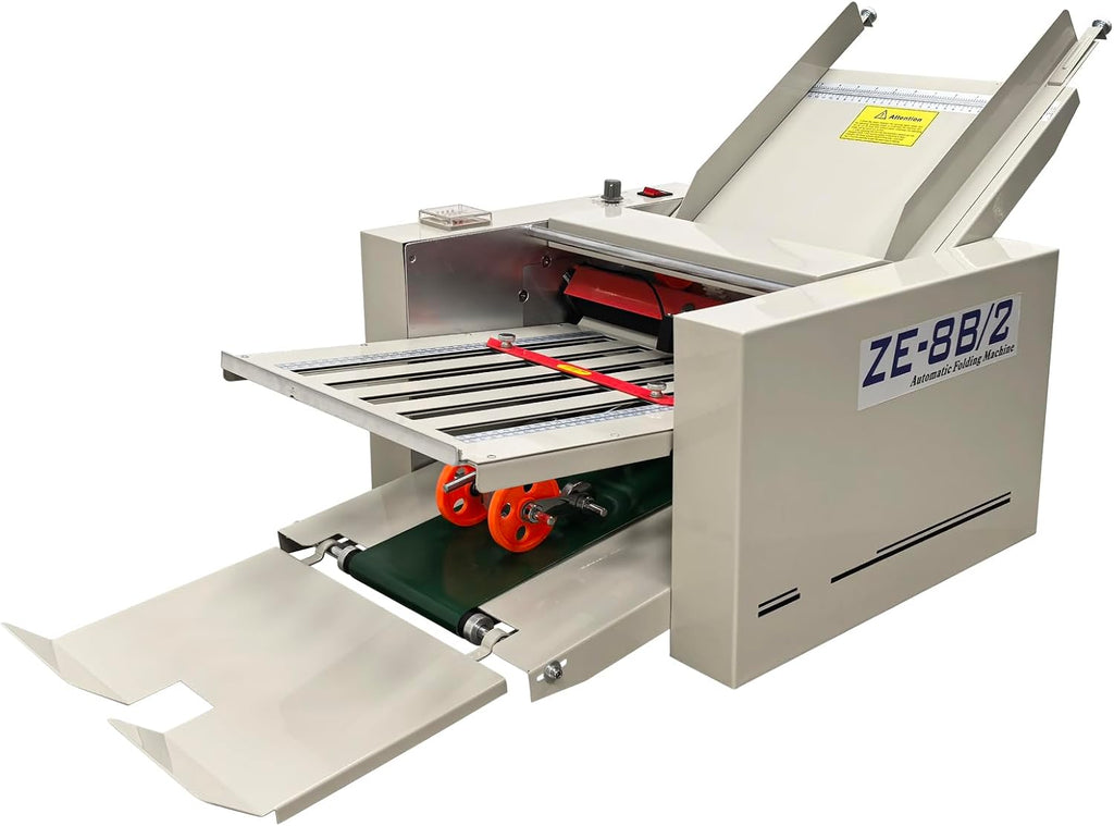 WYDDDARY Automatic Paper Folding Machine with 2 Folding Trays Fold Sizes 2x3in to 12x27in Small Horizontal Origami Machine Max Speed 262ft/min for Manuals Document Letters Commercial Cards 110V 70W