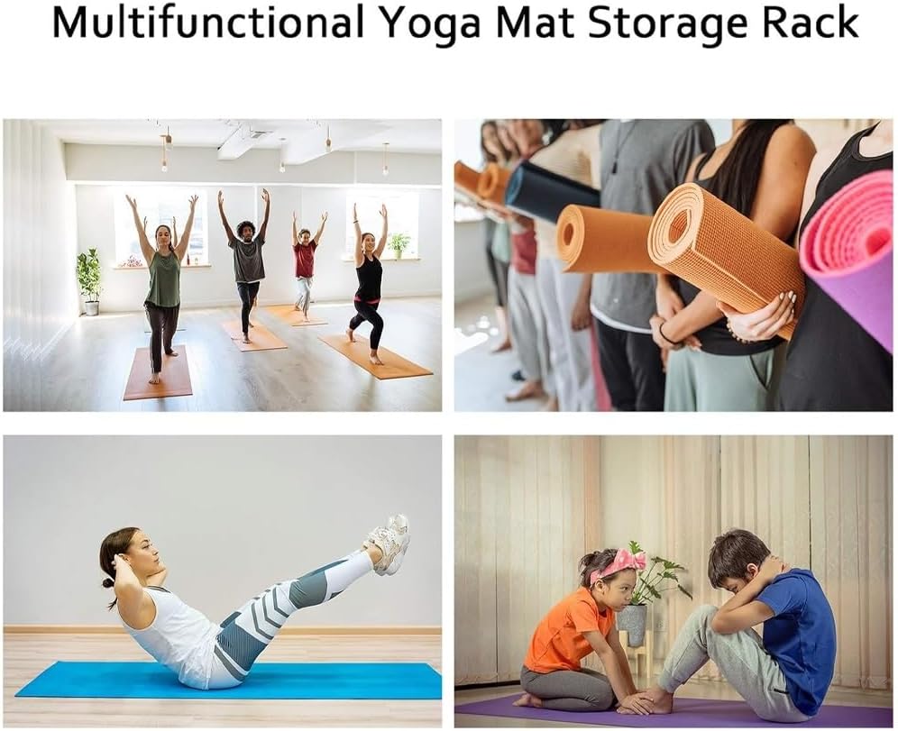 Yoga Mat Holder Basket, Large Yoga Mat Storage Cart with Wheels, Yoga Mat Rack Foam Rollers Organizer, Commercial Rack for Yoga Mat Foam Roller Storage for Gym/Yoga Studio Hold 30 Exercise Mats(Black,