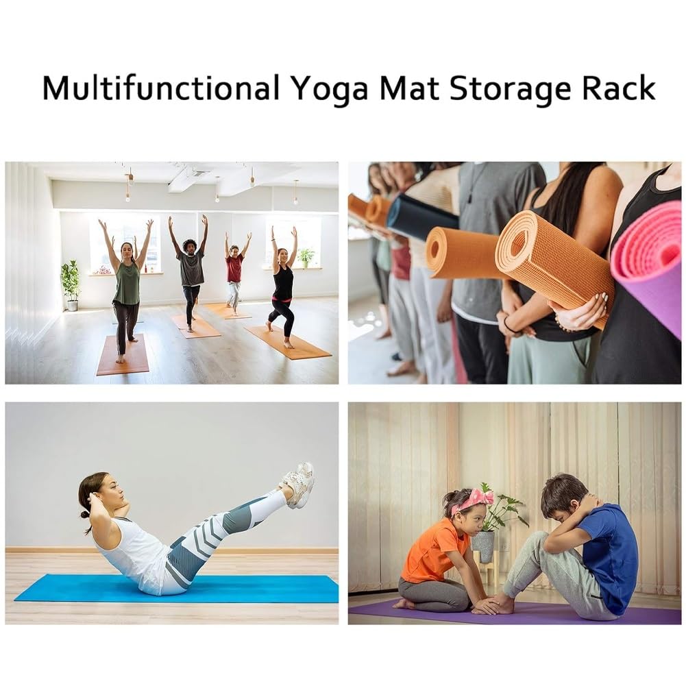 Yoga Mat Holder Basket, Large Yoga Mat Storage Cart with Wheels, Yoga Mat Rack Foam Rollers Organizer, Commercial Rack for Yoga Mat Foam Roller Storage for Gym/Yoga Studio Hold 30 Exercise Mats(Black,