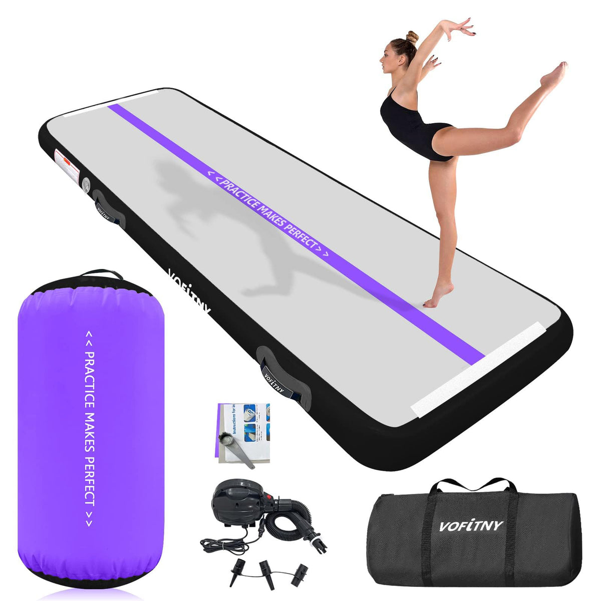 VOFiTNY Inflatable Gymnastics Air mat Tumbling Track for Home