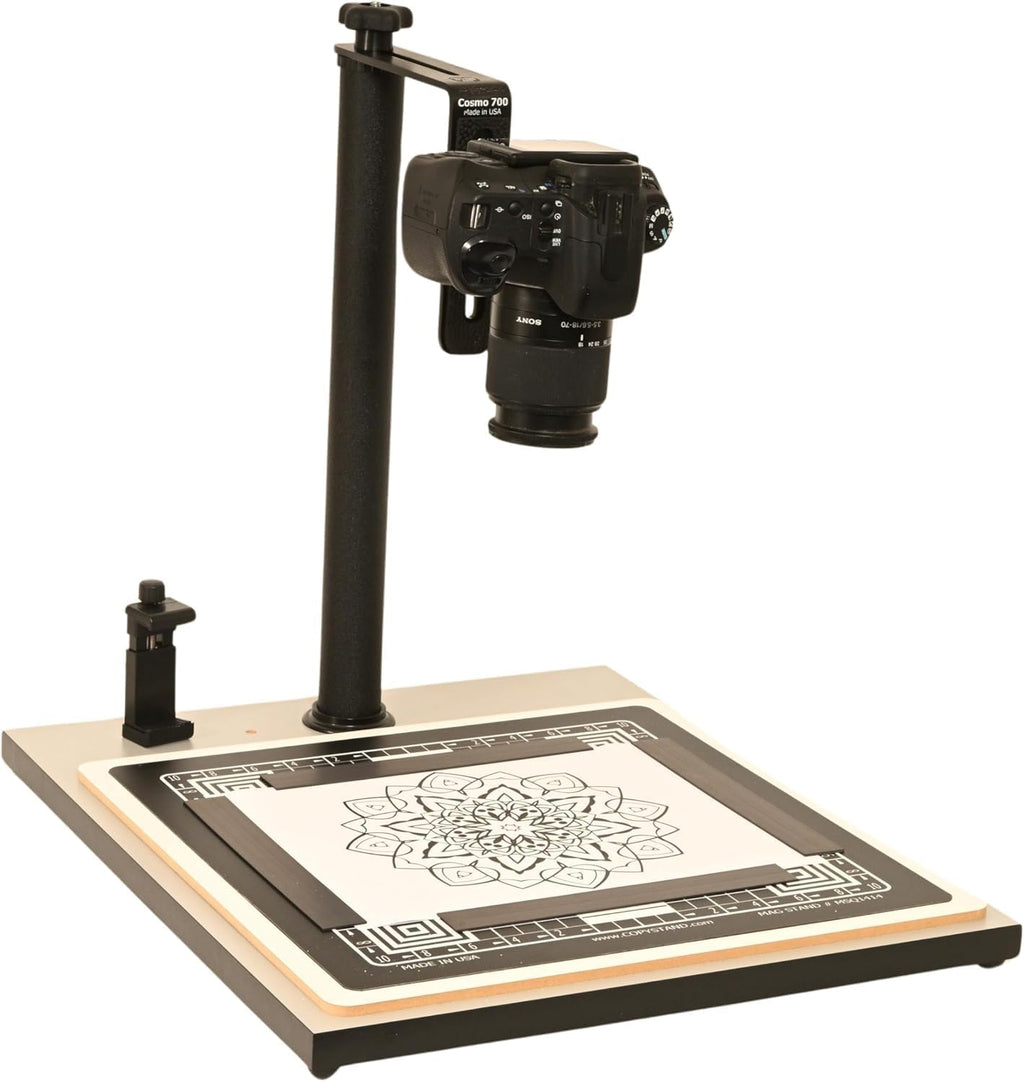 Cosmo Mini 700 Copy Stand, Stand for Your Smartphone or Compact Cameras to Digitize Large Pictures, Documents, Food Plates and 3D Objects with a Large Floating Mag. Board, Made in USA