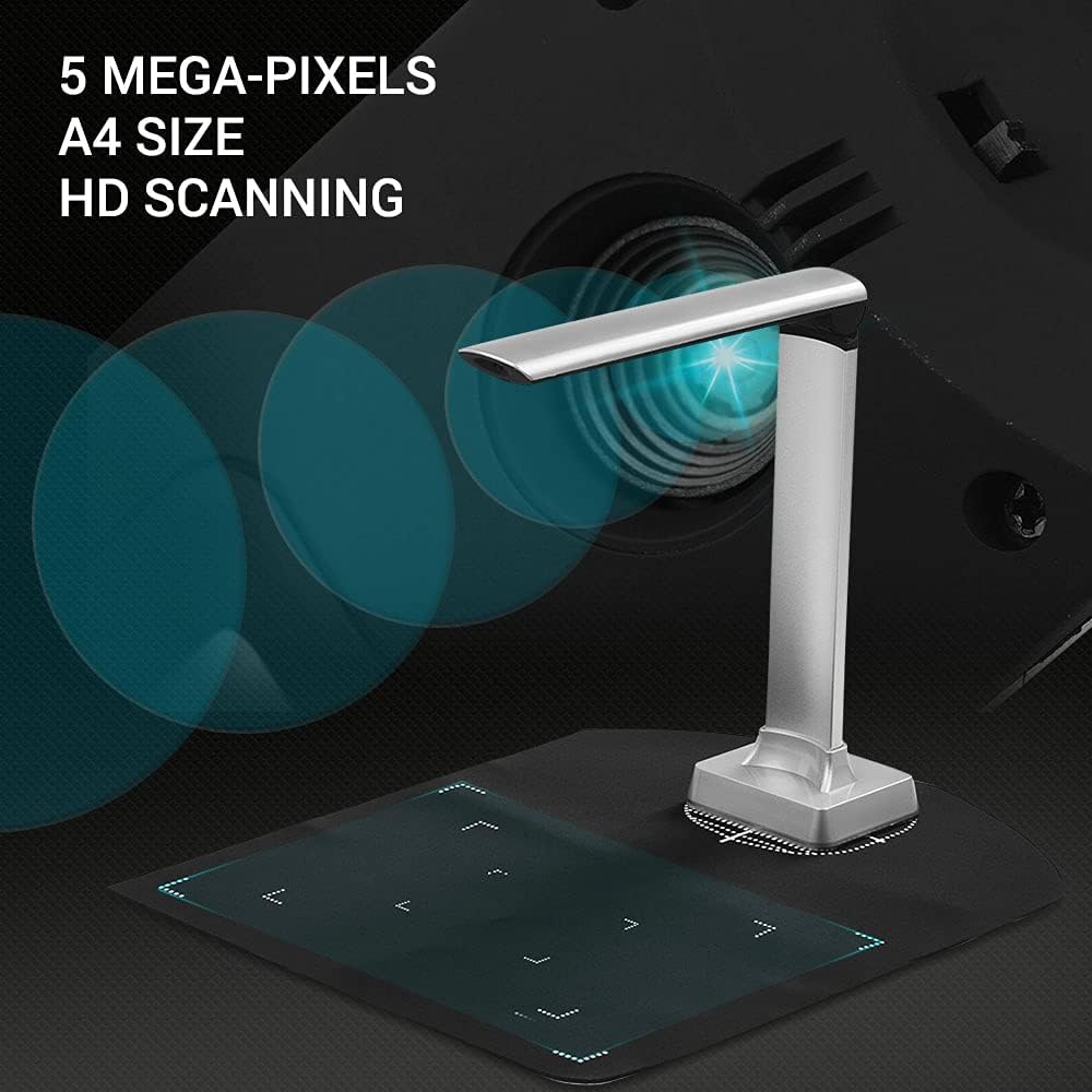 Aibecy BK30 Portable Document Camera and Scanner - 5 Megapixel High Definition Image Capture - Supports A4 Size Documents for Office and Education - LED Fill Light - 1 Second Scan