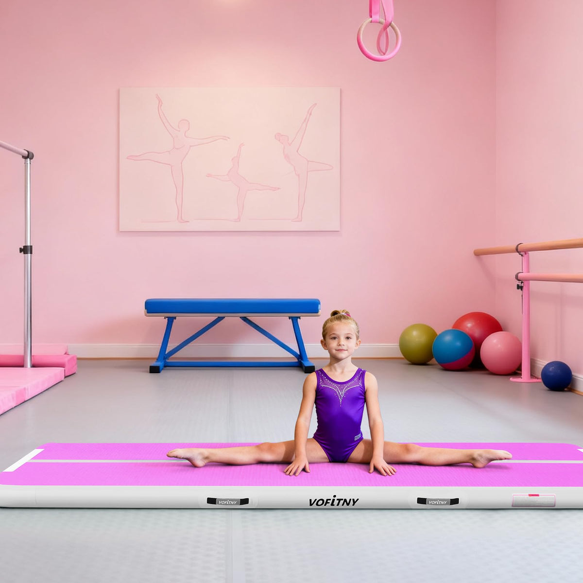 VOFiTNY Inflatable Gymnastics Air Mat Tumble Track with Pump for Training