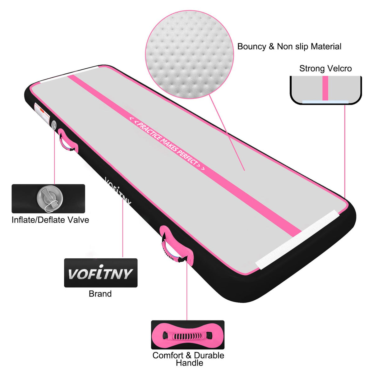 VOFiTNY Inflatable Gymnastics Air mat Tumbling Track for Home