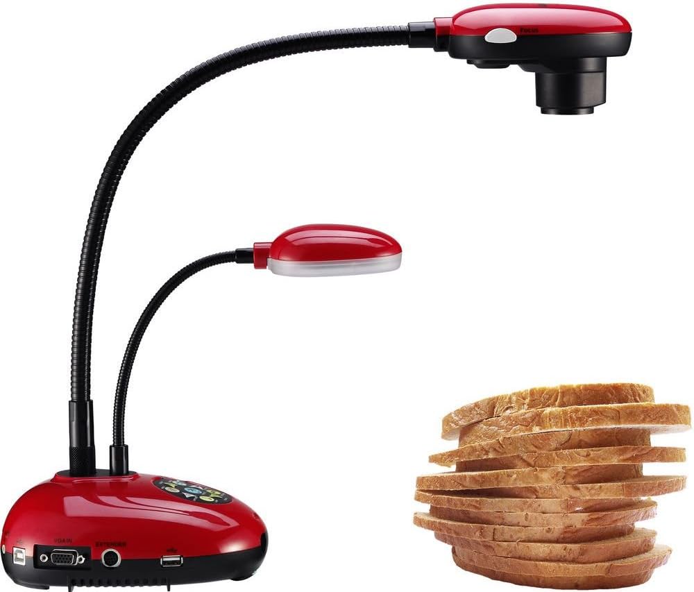 Lumens DC193 3.25MP Full HD VGA/HDMI Portable Document Camera, Built-in Microphone, 20x Zoom, Red