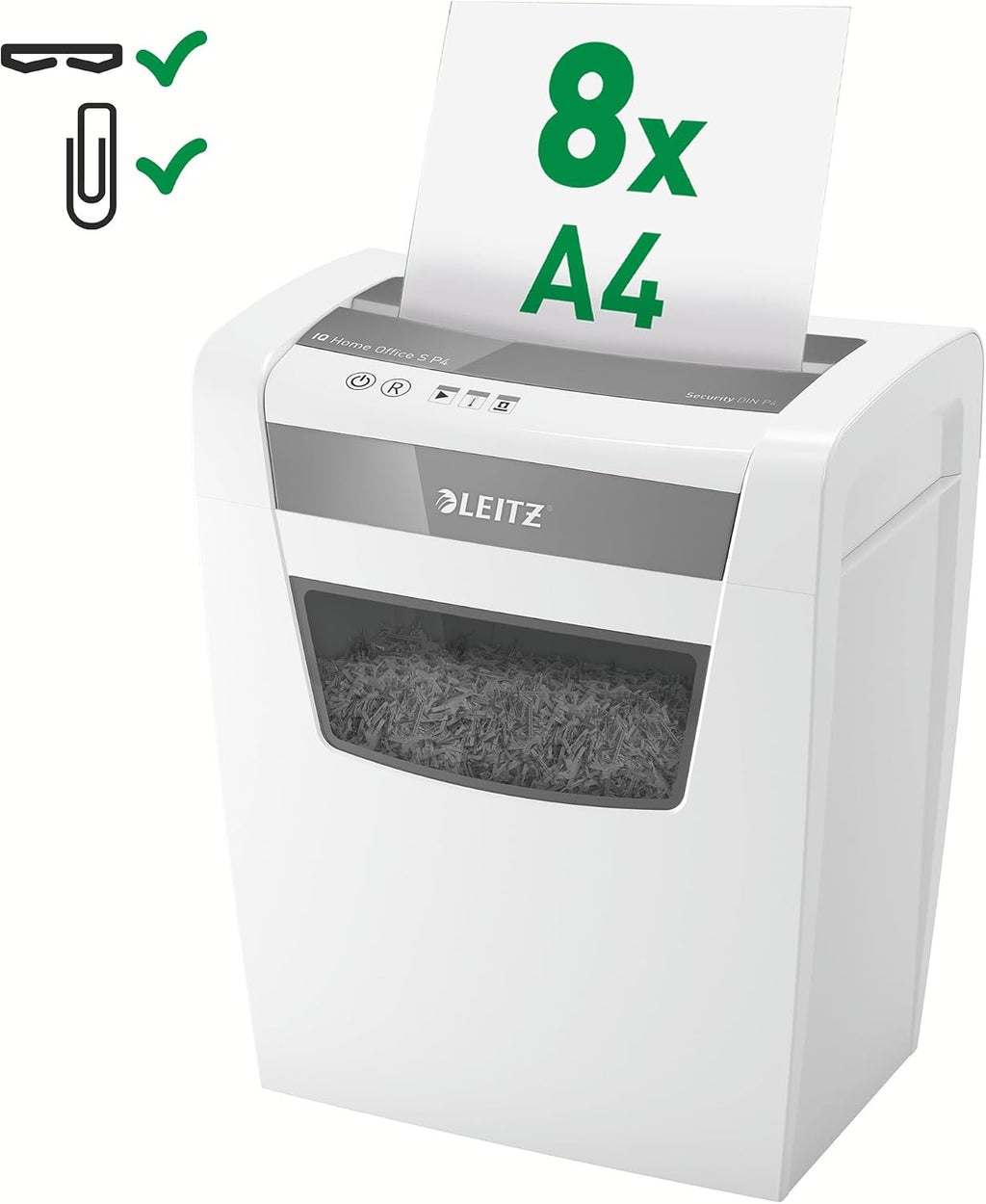 Leitz IQ Home Office S Paper Shredder, Capacity 9-8 Sheets (70-80 g/mÂ²