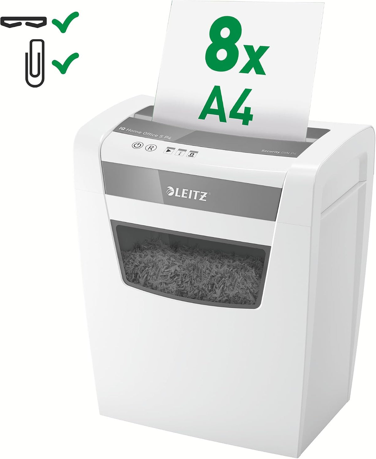 Leitz IQ Home Office S Paper Shredder, Capacity 9-8 Sheets (70-80 g/mÂ²