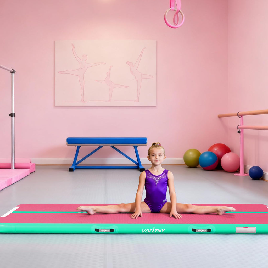 VOFiTNY Inflatable Gymnastics Air Mat Tumble Track with Pump for Training