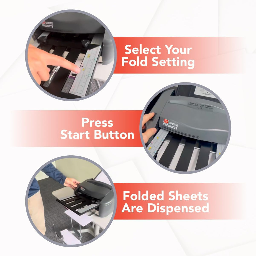 Martin Yale P7500 Paper Folding Machine - Automatic Feed Tabletop 4000 Sheet/Hour Letter, Half, ZFold, Double Parallel, for Offices, Mailrooms, Business, Folds 8.5â³ x 11â³ & 8.5â³ x 14â³ 20lb Bond Paper
