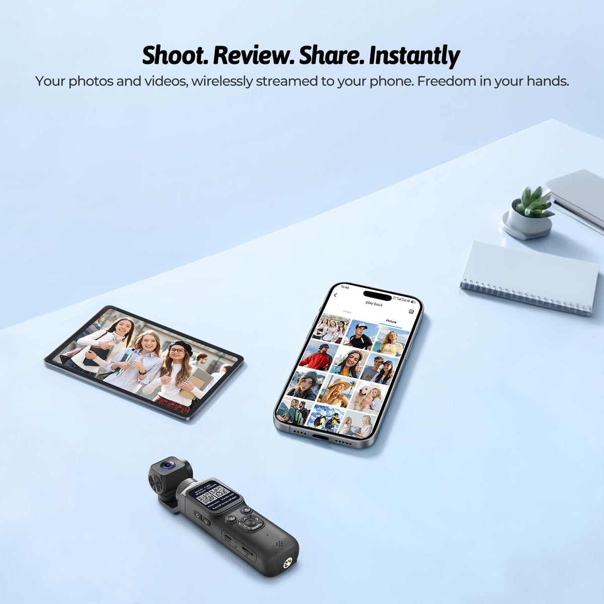 4K Pocket Vlogging Camera with 330Â° Rotating Lens, Face Tracking - Pink