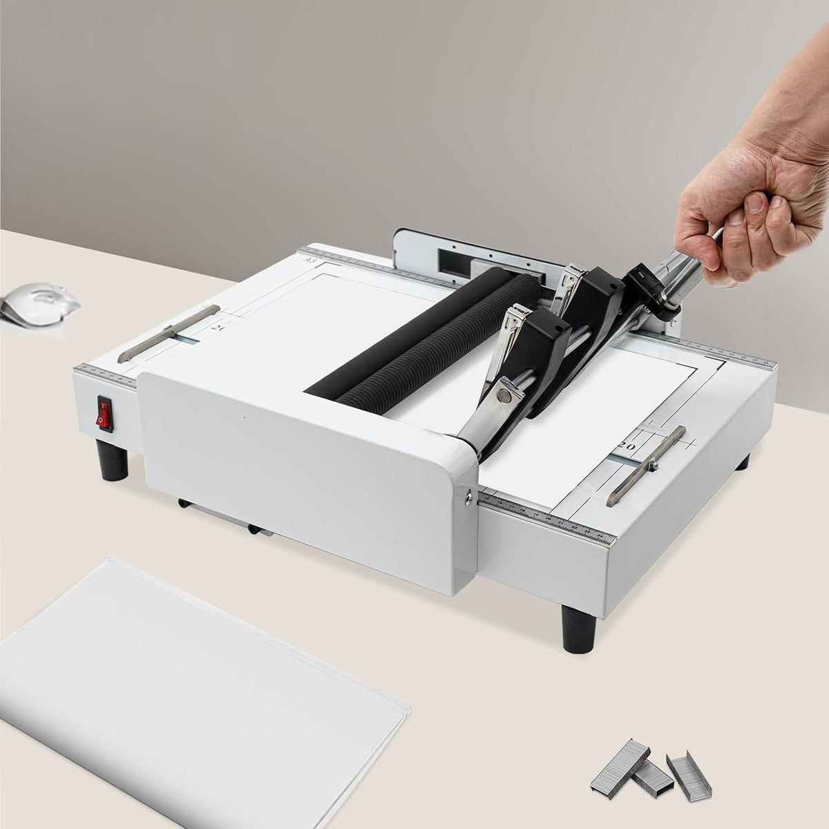 A3 Folding Binding Machine, 2 in 1 Multifunctional Booklet Maker Machine, Professional Book Binding Folding Saddle Stitch, Automatic Booklet Maker for Home, School, Church, Office