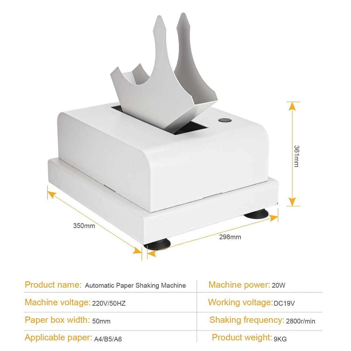 Automatic Desktop Paper Jogger, 500-page Large Capacity, 5 Seconds to straighten, 2800 RPM high-Frequency Vibration, Suitable for A4/A5/A6 File Binding and Sorting