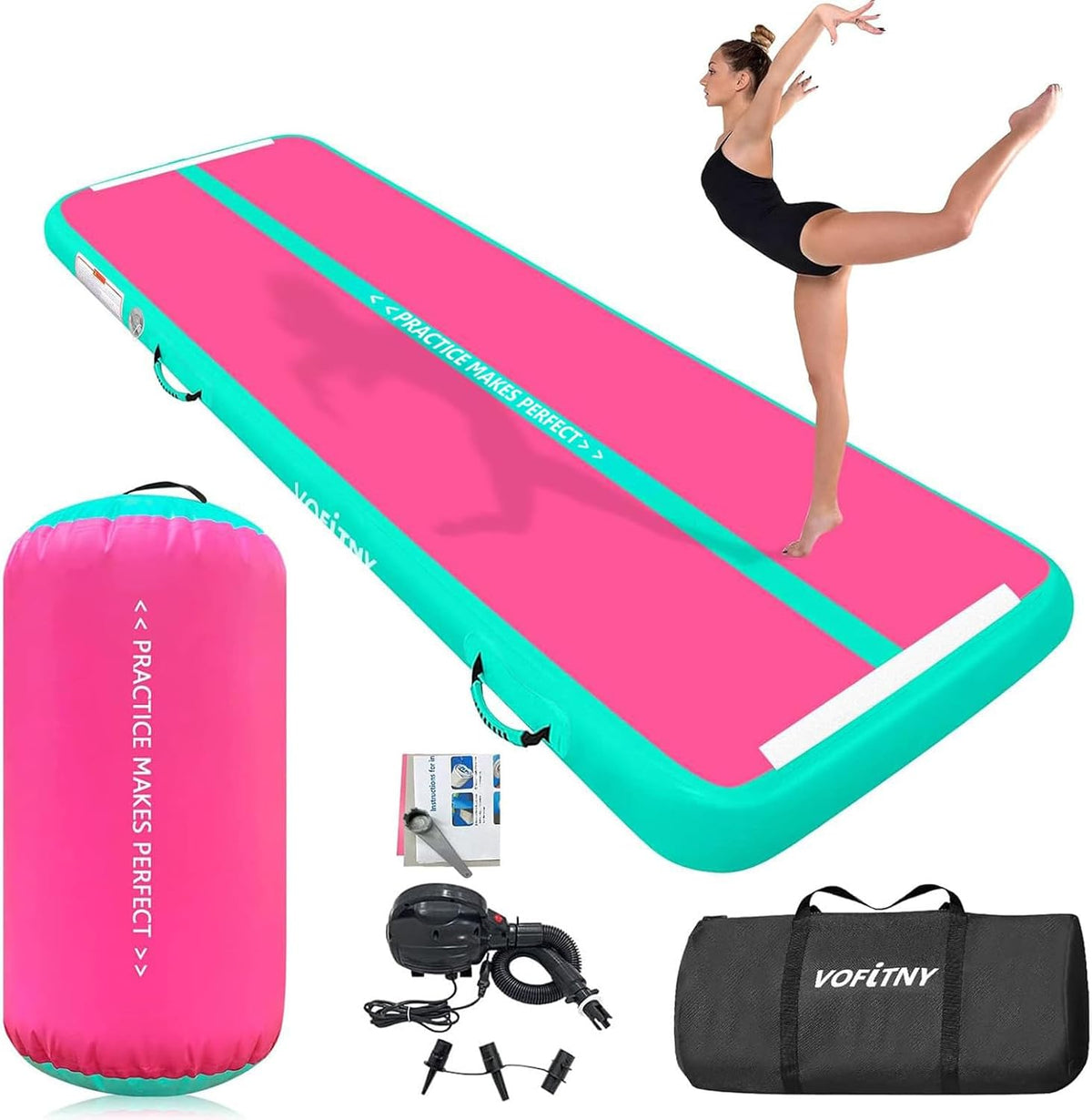 VOFiTNY Inflatable Gymnastics Air mat Tumbling Track for Home