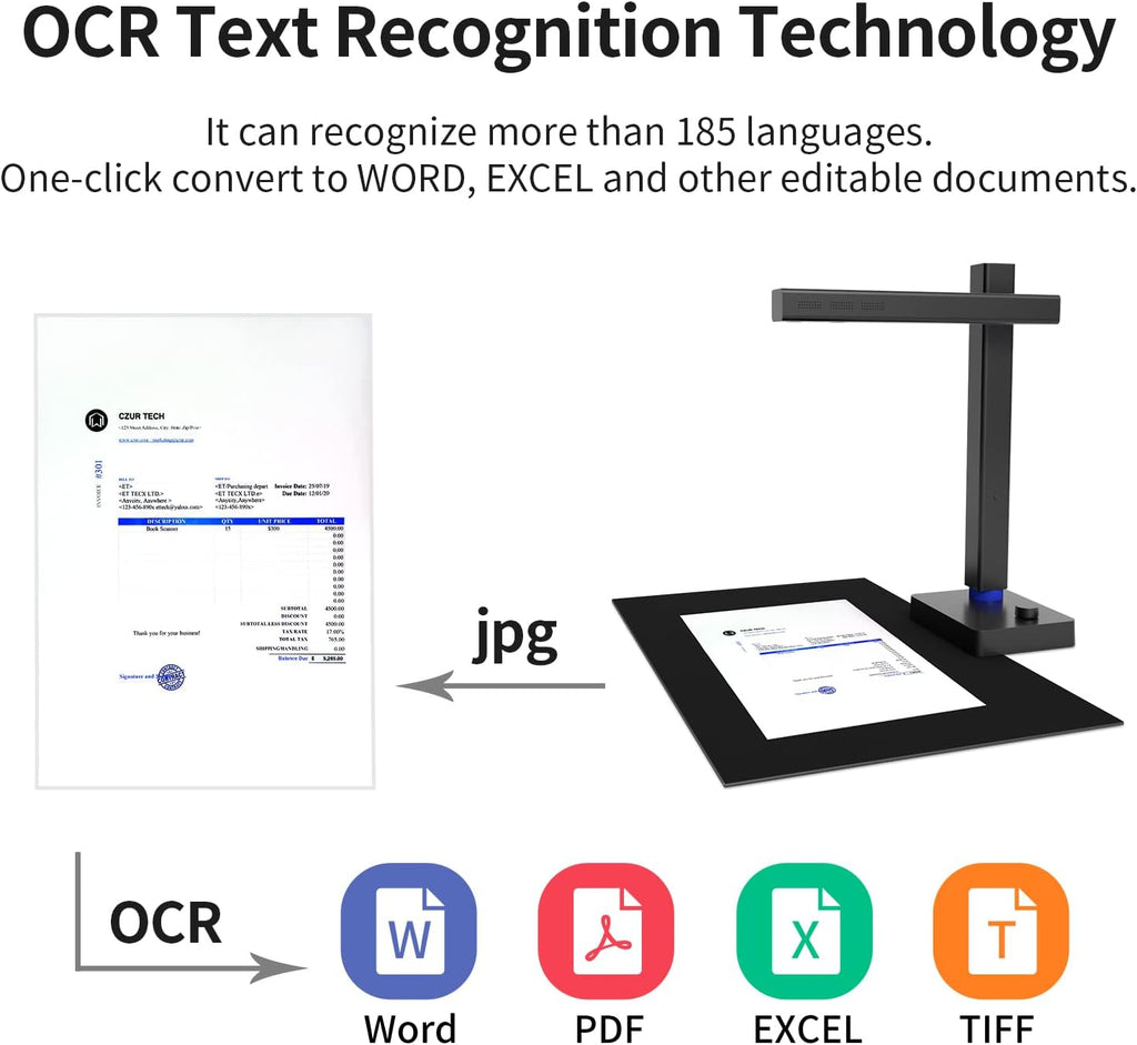 CZUR Shine800 Pro Portable A4 Document Scanner, 8MP Document Camera
