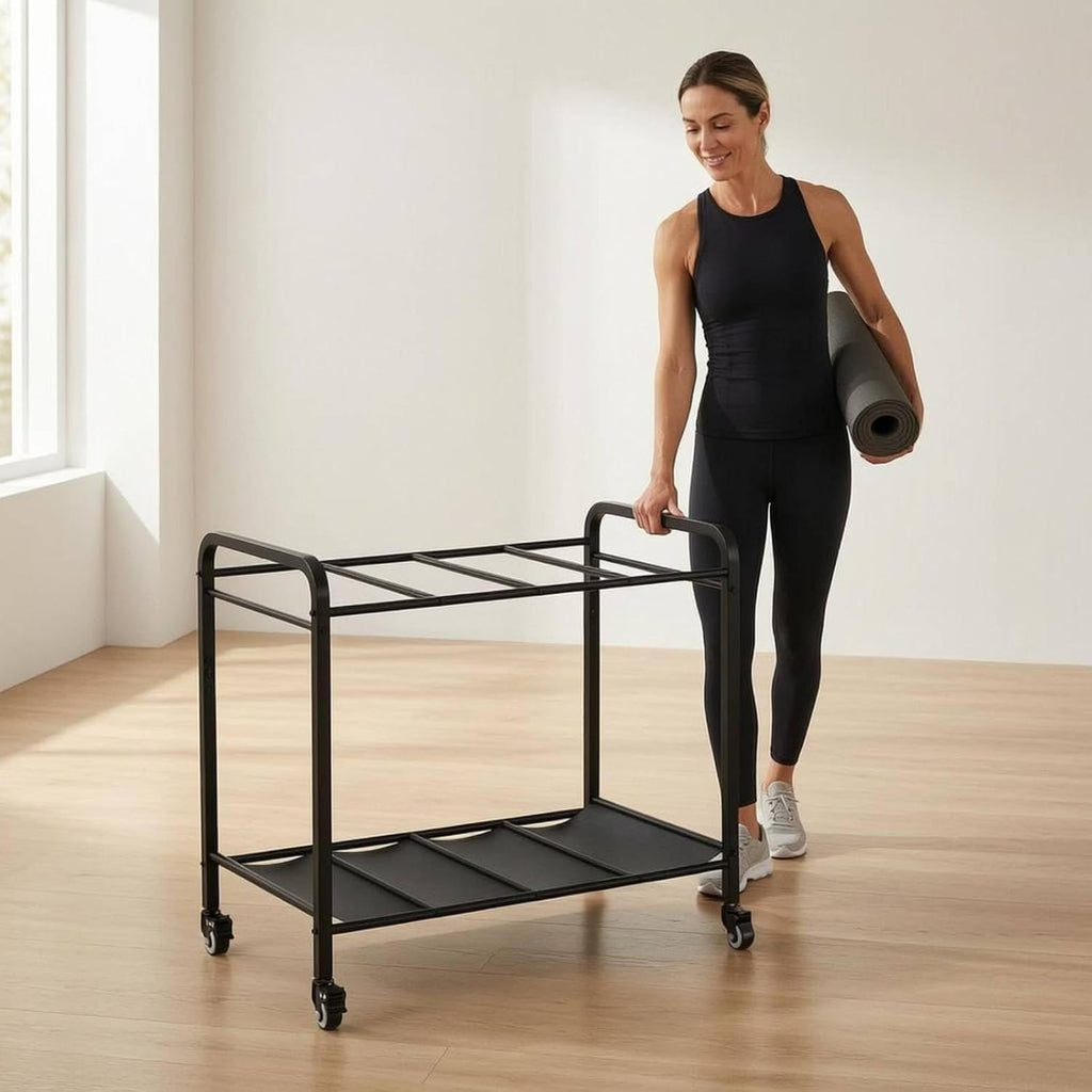 Organizer Exercise Mat Organizer Storage Rack Freestanding Utility Cart With Open Shelving Stainless Steel Body With Suitable for Home