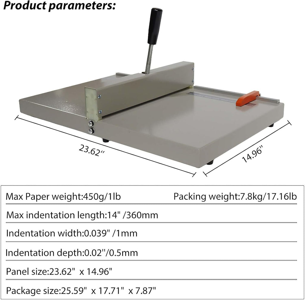 14In Manual Creasing Machine, Paper Creaser with Precise Scale & Positioning Blocks, Folding Creaser, Paper Folding Machine for Files, Cards, Brochures, Invitations