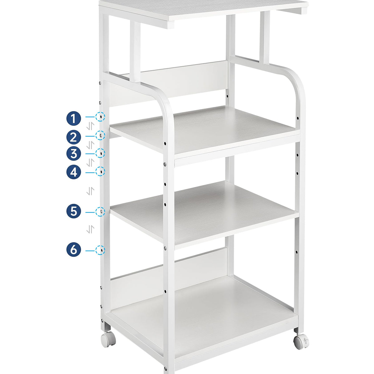 Fannova 4 Tier Tall Printer Stand with Height Adjustable Storage Shelf