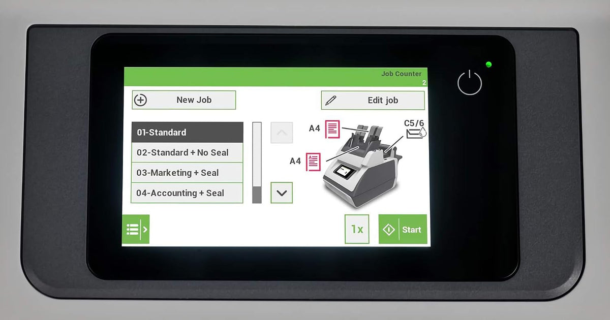 Intimus A0111771 Model TSI-2.5 S Folder Inserter; 5" Color Touch Screen Control Panel; Compact; Quiet Operation; Automatically Folds, Inserts and Seals Up to 4,000 Envelopes per Month