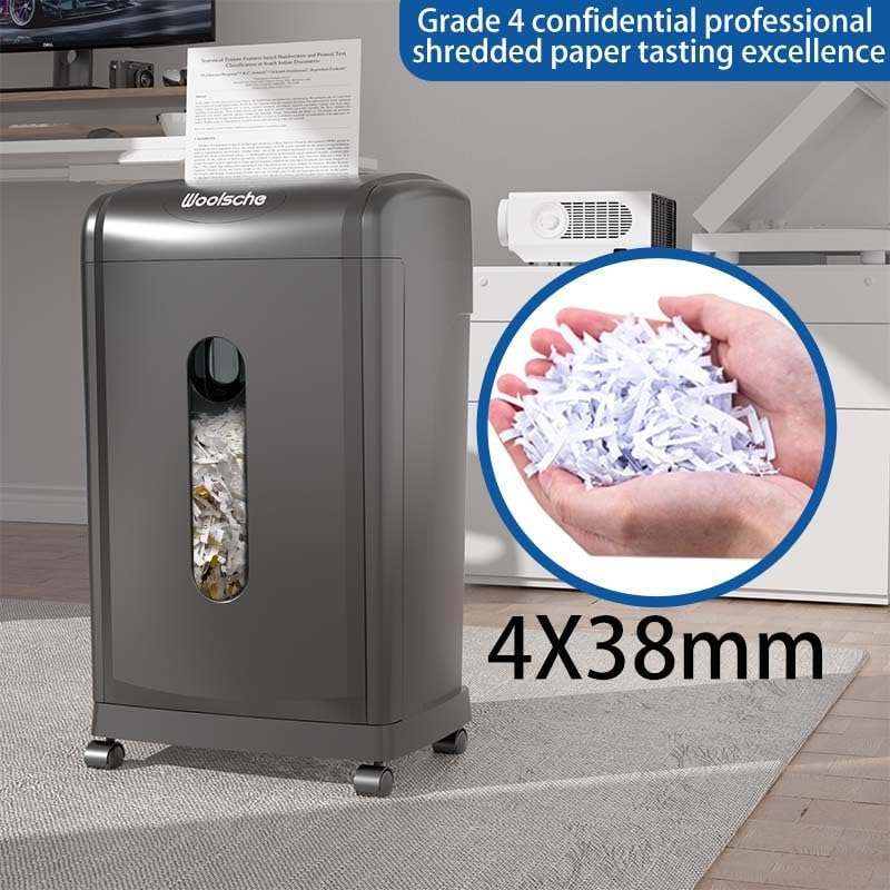 Heavy Duty Document Shredder, 19-Sheet Cross-Cut Paper & Credit Card Shredder with 7.93 Gallon Pullout Bin, 4 Casters, 15-Minute Continuous Run, P-4 Security Level for Home Office, Black