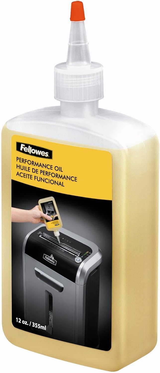 Fellowes LX22M 20 Sheet P-4 Micro-Cut, Heavy Duty Paper Shredder for Office, 100% Jam Proof (White) & Powershred Performance Shredder Oil, 12 oz. Extended Nozzle Bottle (35250)