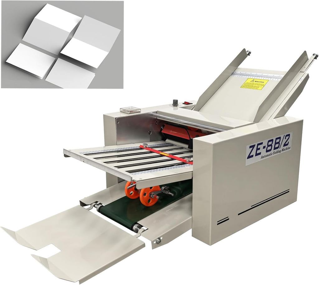 TECHTONGDA Automatic Paper Folding Machine with Counter and Adjusting Speed 110V Desktop Fold Paper 2 * 3in to 12 * 27in Fold Sizes, Max Speed 262ft/min for Offices, Schools