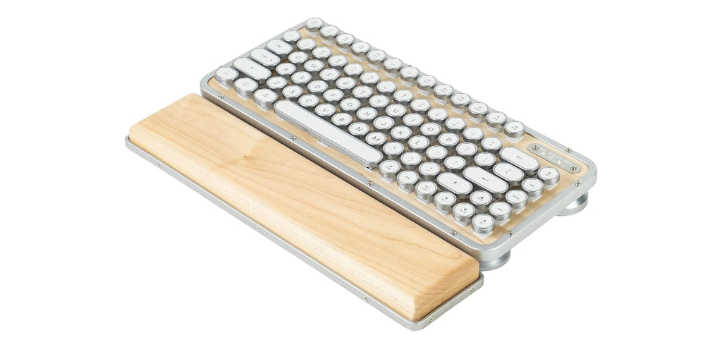 Azio Retro Compact Keyboard (Posh) - Bluetooth Wireless/USB Wired Vintage Backlit White Leather Mechanical Keyboard with Arm Rest for Mac and PC (MK-RCK-L-02-US)