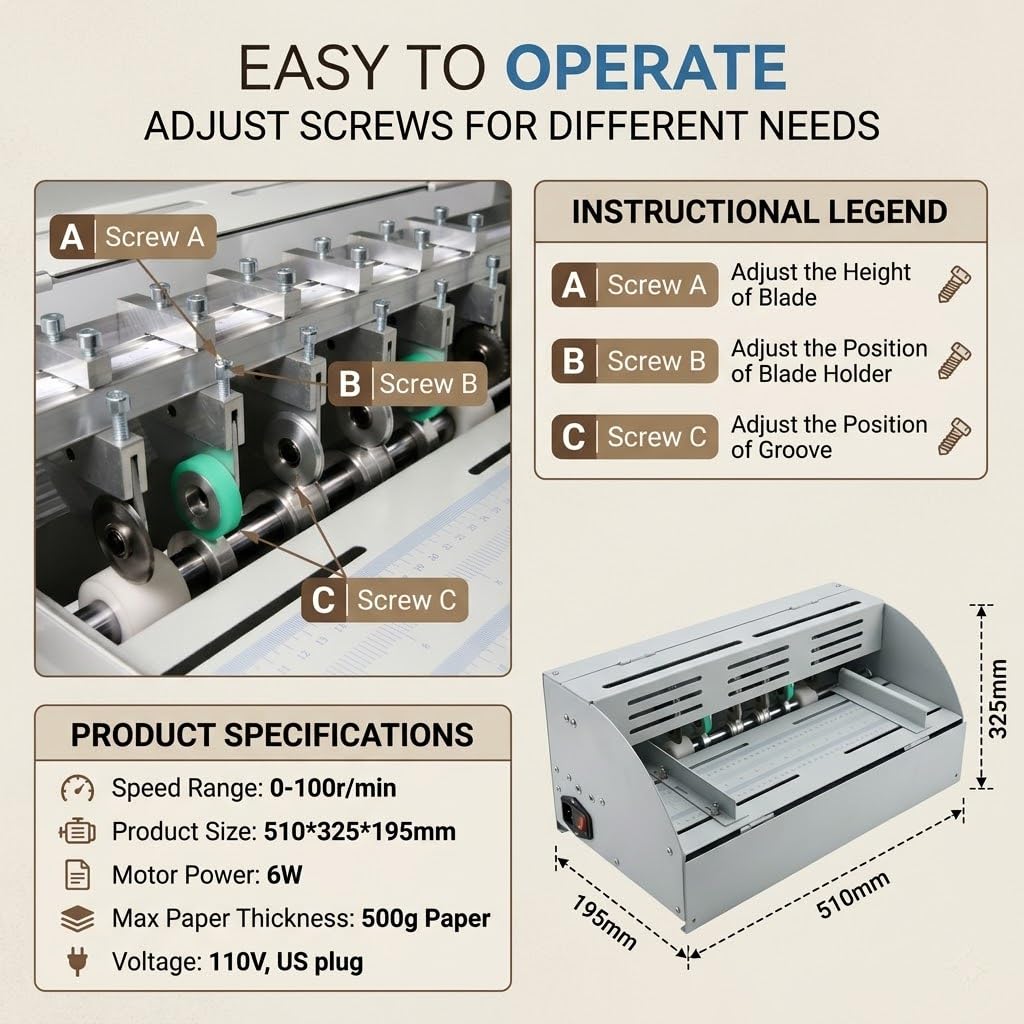 Electric Creasing Machine and Perforator 110V Desktop Folder