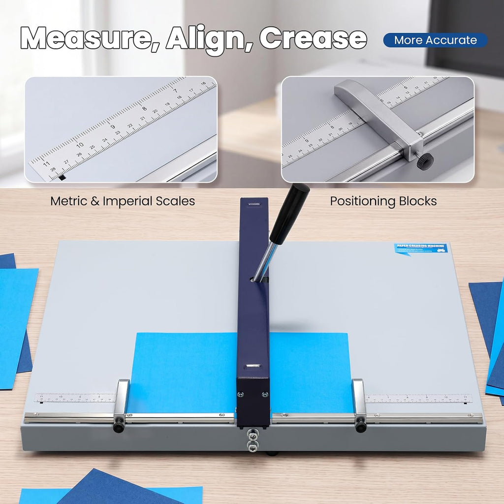 Mxmoonant Manual Creasing Machine 18'', Metric/Imperial Scale, 60-500 GSM