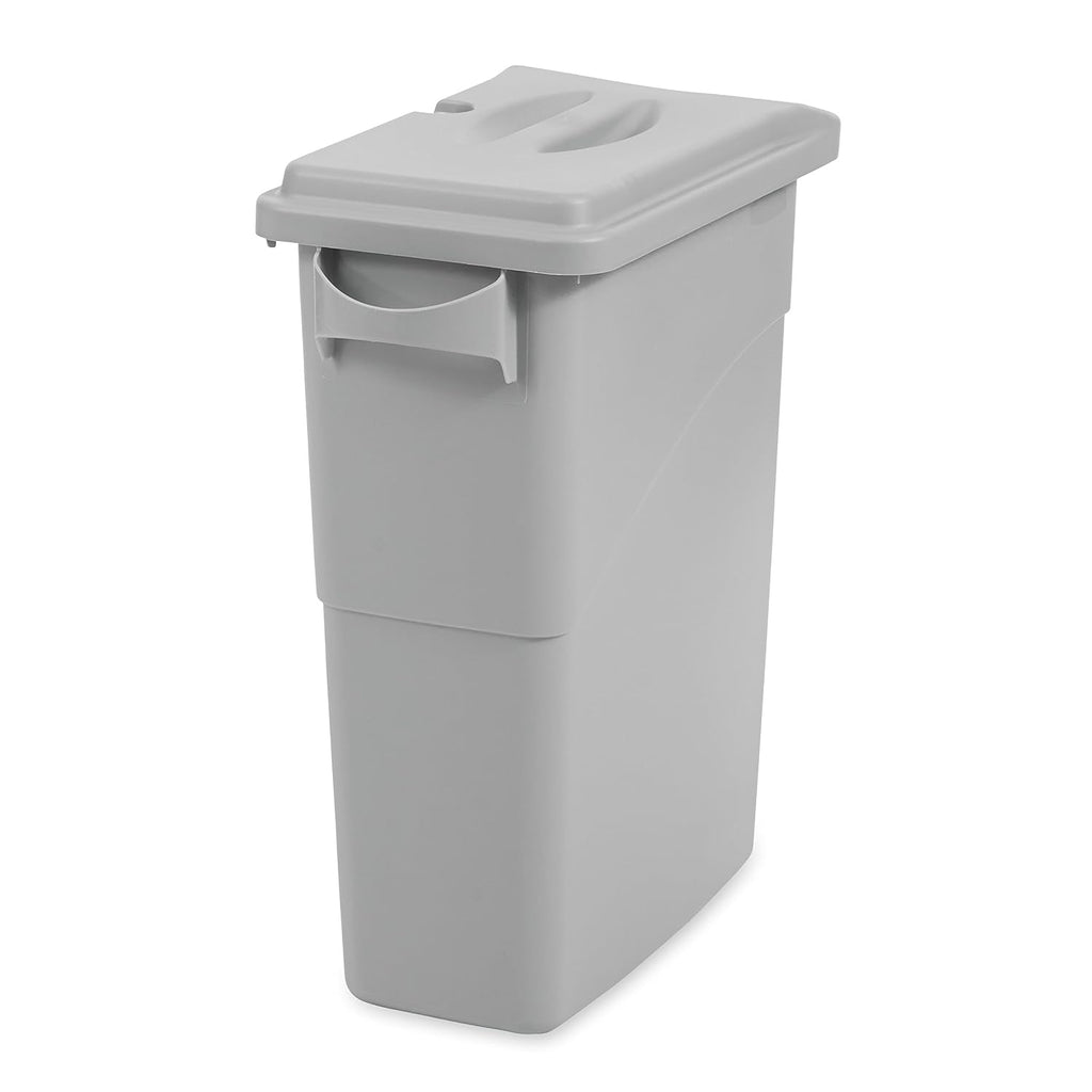 Rubbermaid Commercial Products Slim Jim Confidential Document Trash Can with Lid, 16-Gallon, Gray, Keyed Lock for Secure Disposable of Documents